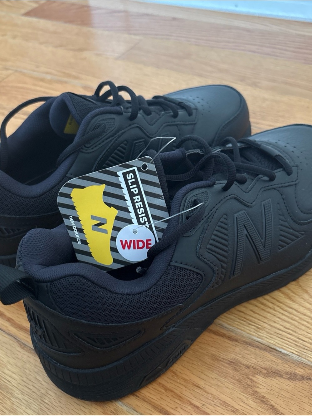 New Balance Black Wide Slip-Resistant Athletic Shoes